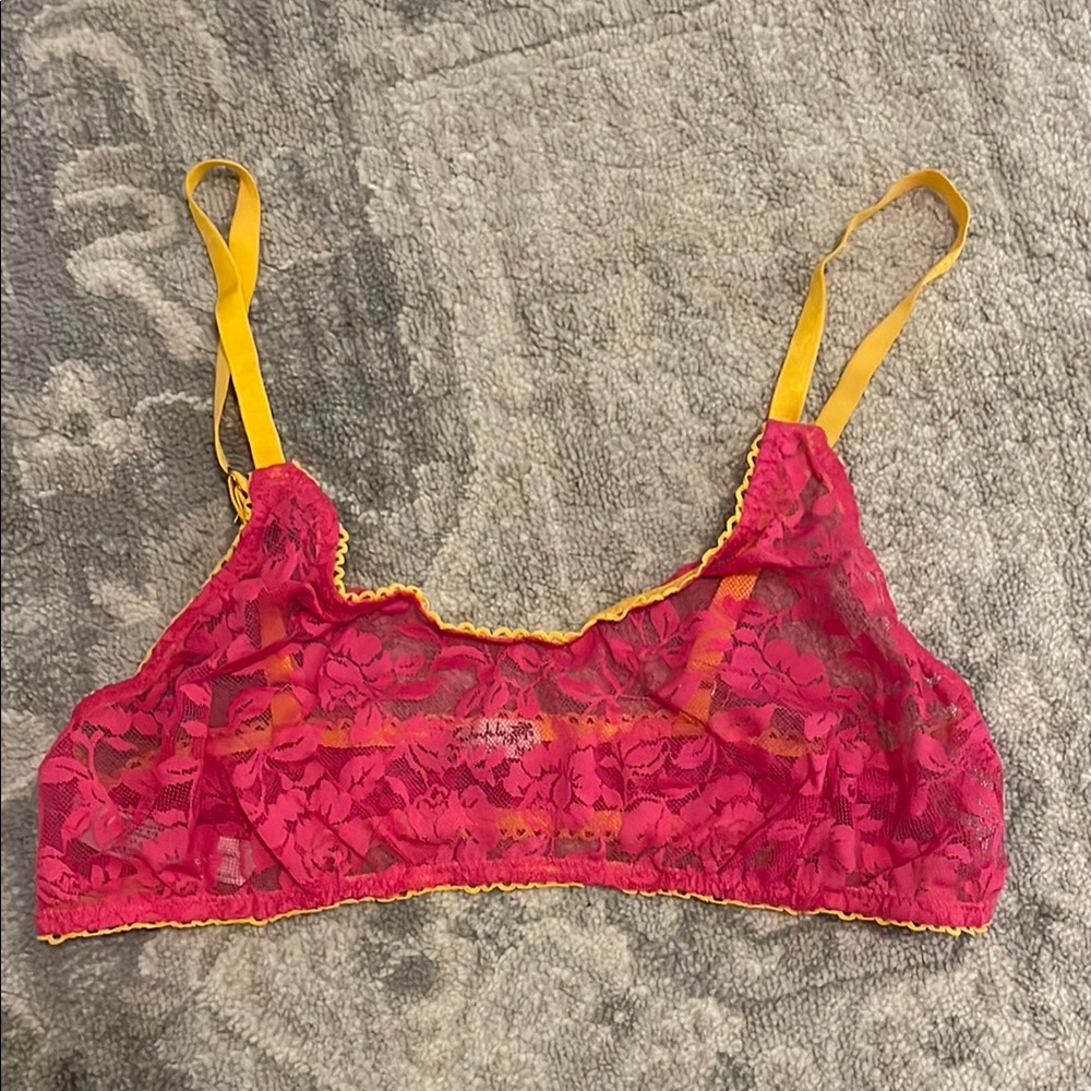 Free People Red and Yellow Lace Bralette - Picture 1 of 1